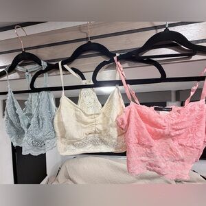 Maurices Lace Bandeau Trio - Cream, Pink, Blue